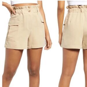 LULUS Paperbag Waist Cargo Shorts In Khaki Small